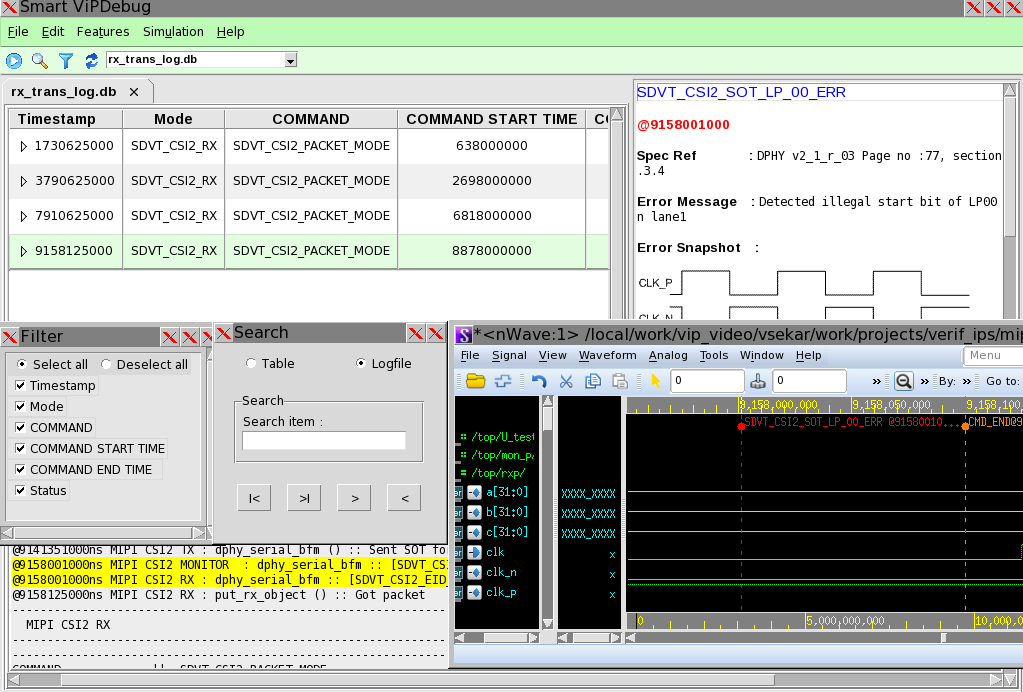 MIPI CSI-2 Verification IP Smart VIPDebug